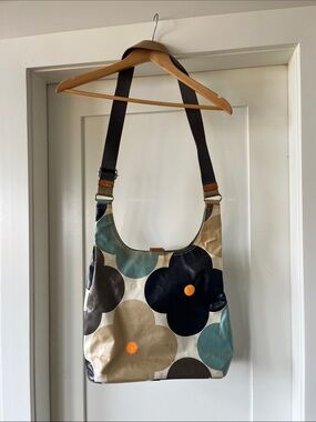 Orla Kiely Multicolor Floral Shoulder crossbody Bag with Teal, Navy & Beige